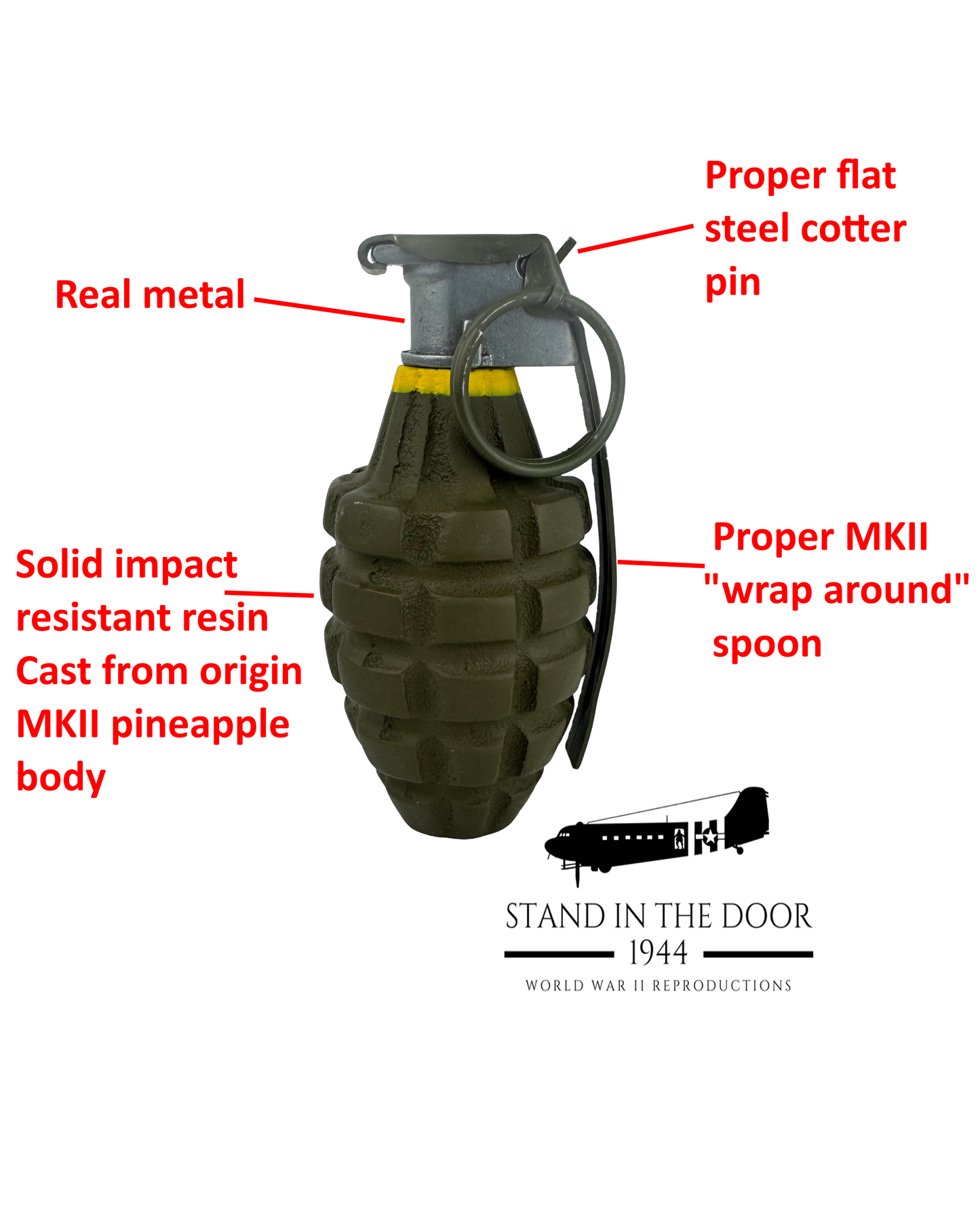 Replica MKII Hand Grenade (Olive Drab) (NEW IMPROVED 3-14-25)